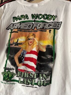VTG Y2K Papa Woody Armed Forces Funny Men’s Size XL Graphic T-Shirt